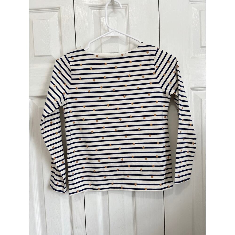 Mini Boden Nautical Striped Gold Polka Dot Boatneck Top Girls 9-10Y